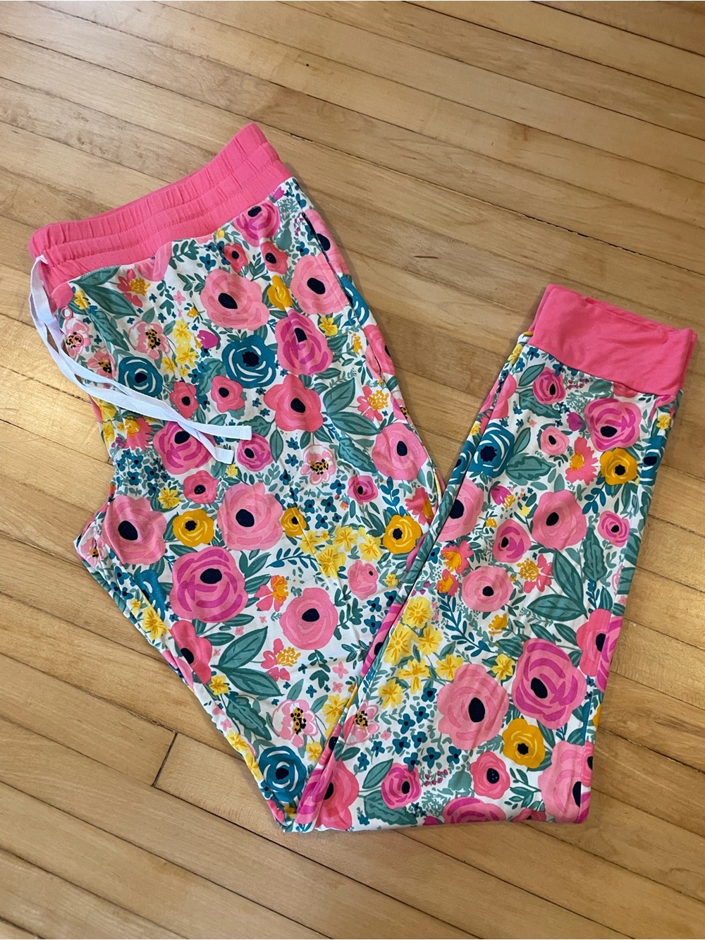 LITTLE SLEEPIES Women's Bamboo Stretch Lounge Jogger Pajama Pants Secret Garden